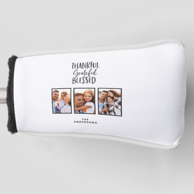 Thankful grateful blessed photo thanksgiving  golf head cover (Front)