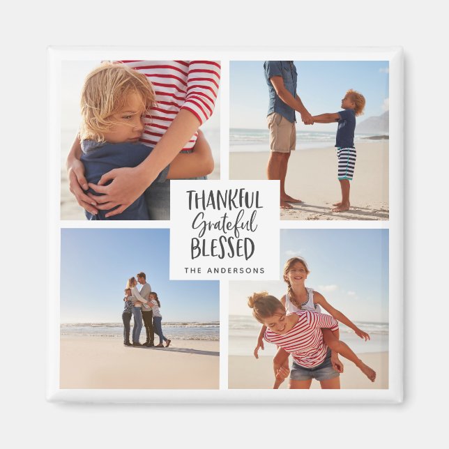 Thankful grateful blessed photo thanksgiving   magnet (Front)