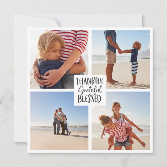 Thankful grateful blessed photo thanksgiving  save the date (Front)