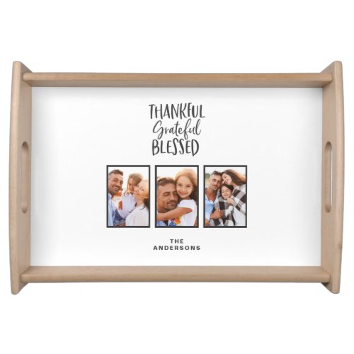 Thankful grateful blessed photo thanksgiving serving tray