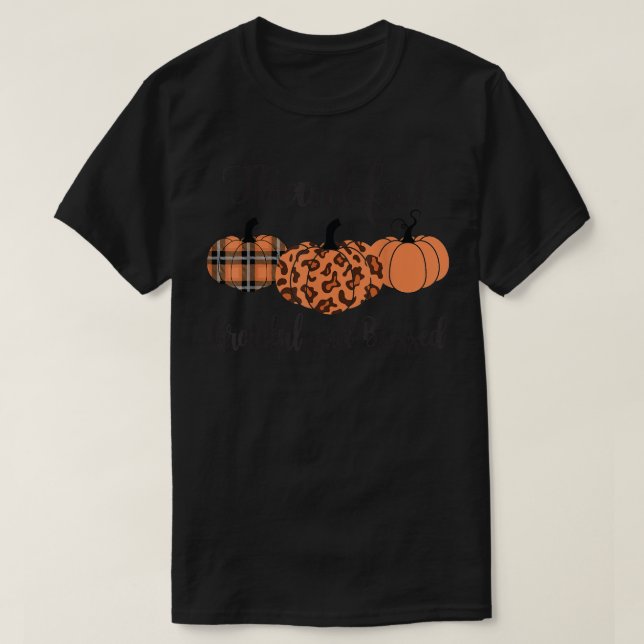 Thankful Grateful Blessed Plaid Leopard Pumpkin Th T-Shirt (Design Front)