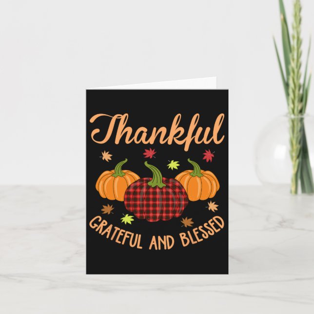 Thankful Grateful Blessed Plaid Shirt Thanksgiving Card (Front)