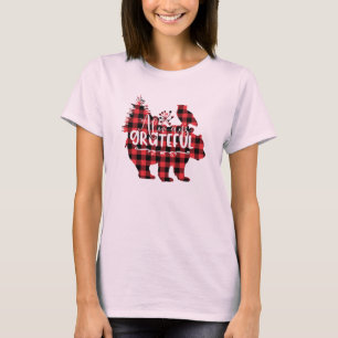 Thankful Grateful Blessed - Plaid Thanksgiving T-Shirt