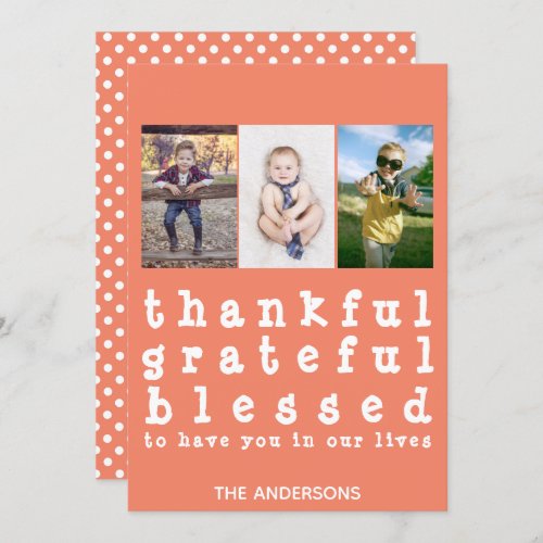 Thankful Grateful Blessed Polka Dot Thanksgiving Invitation