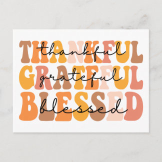 Thankful Grateful Blessed Postcard