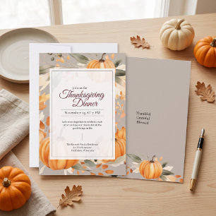 Thankful Grateful Blessed Pumpkin Thanksgiving Invitation