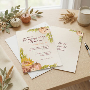 Thankful Grateful Blessed Pumpkin Thanksgiving Invitation