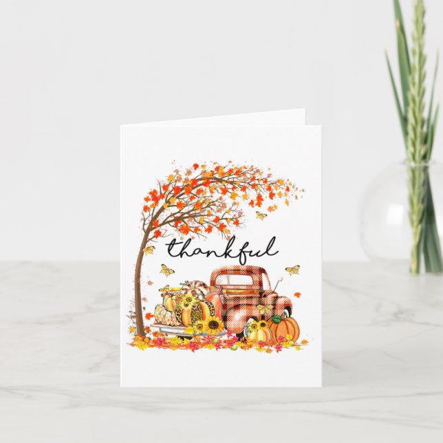 Thankful Grateful Blessed Pumpkin Truck Its Fall Y Card (Front)
