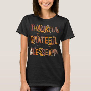 Thankful Grateful Blessed Pumpkin Turkey Thanksgiv T-Shirt