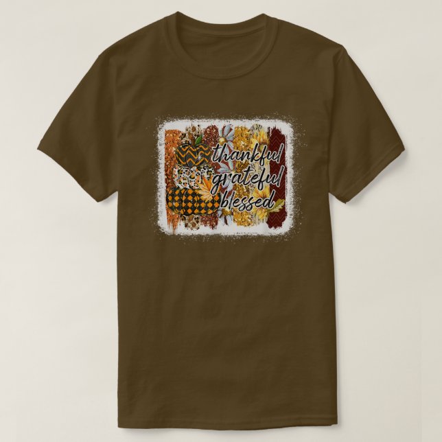 Thankful Grateful Blessed Pumpkins Fall Autumn Tha T-Shirt (Design Front)