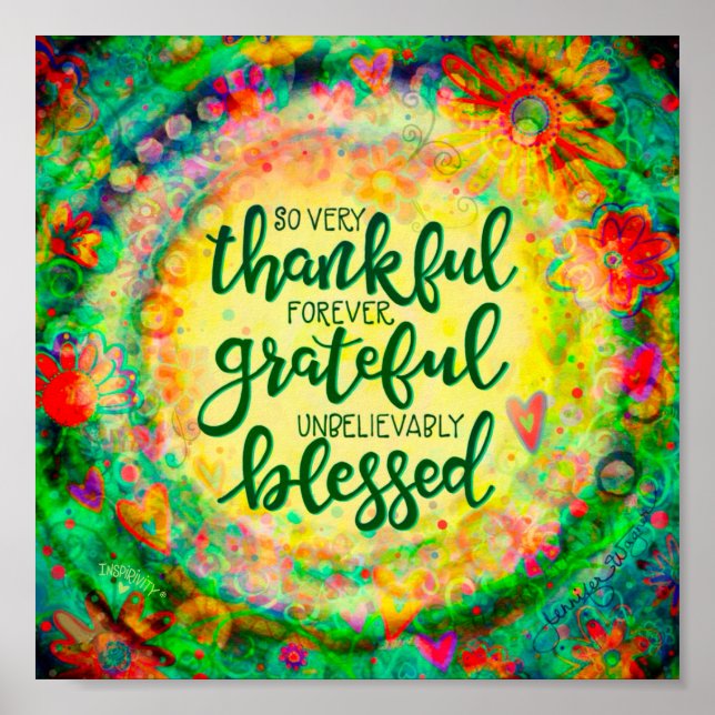 Thankful Grateful Blessed Quote Inspirivity Poster (Front)