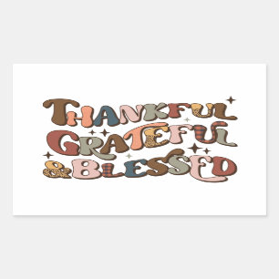 Thankful Grateful & Blessed Retro Thanksgiving Rectangular Sticker