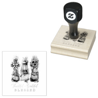 Thankful Grateful Blessed  Rubber Stamp