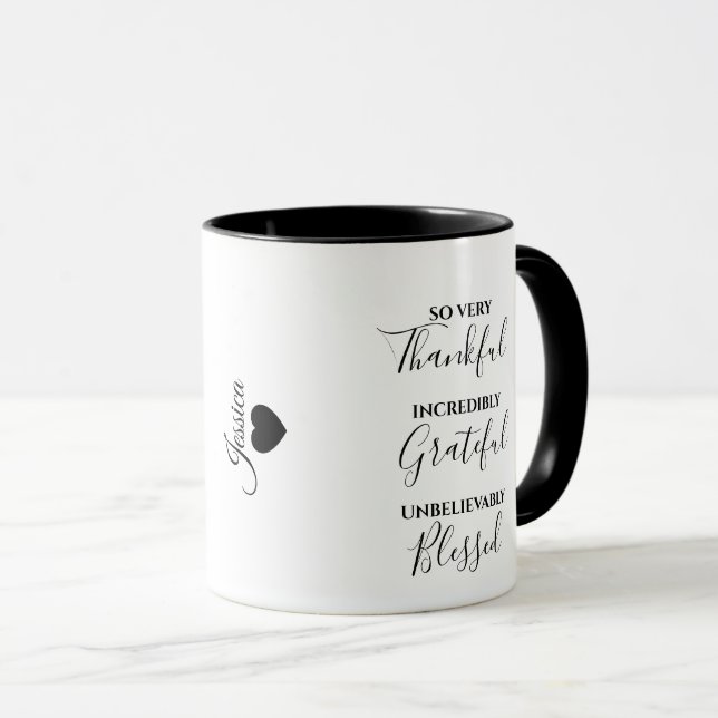 Thankful, Grateful, Blessed Script  Mug (Front Right)