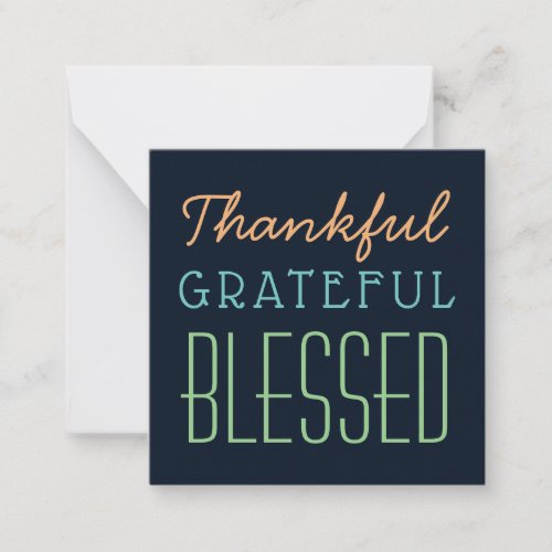 Thankful Grateful Blessed Simple Thank You Note Card