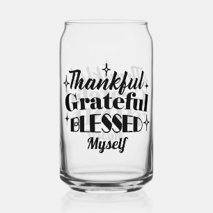 Thankful, Grateful, Blessed Sparkling Thanksgiving Can Glass
