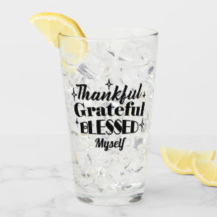 Thankful, Grateful, Blessed Sparkling Thanksgiving Glass