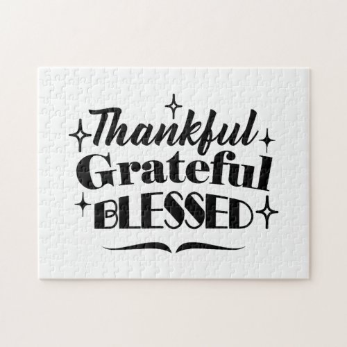 Thankful Grateful Blessed Sparkling Thanksgiving Jigsaw Puzzle