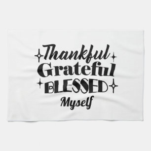 Thankful, Grateful, Blessed Sparkling Thanksgiving Kitchen Towel
