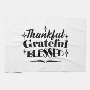 Thankful, Grateful, Blessed Sparkling Thanksgiving Kitchen Towel