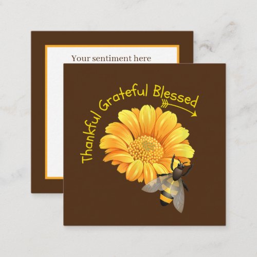 Thankful Grateful Blessed sunflower personalize Note Card