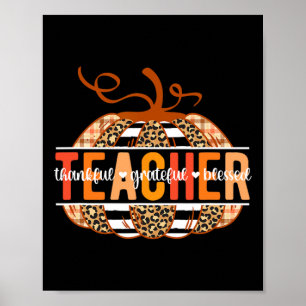 Thankful Grateful Blessed Teacher Thanksgiving Tea Poster