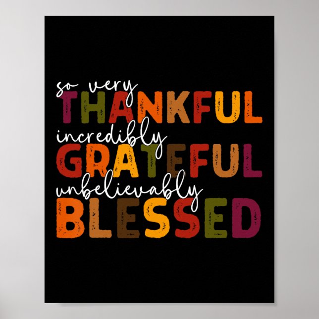 Thankful Grateful Blessed Thankful Blessed Tee Tha Poster (Front)