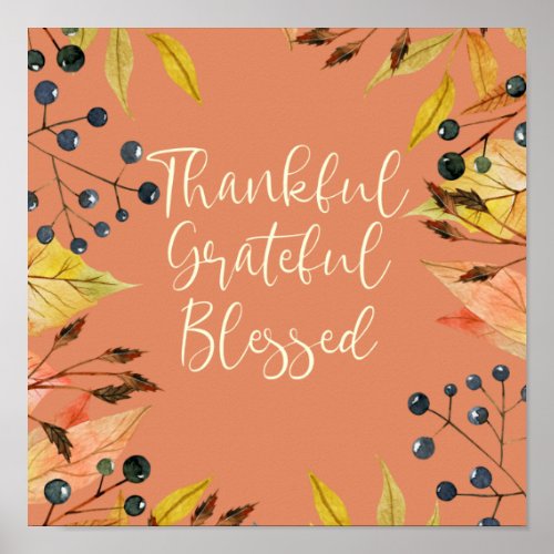 Thankful Grateful Blessed Thanksgiving Art Print