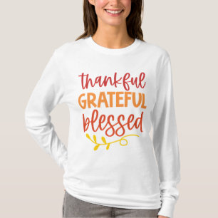 Thankful Grateful Blessed Thanksgiving Autumn T-Shirt