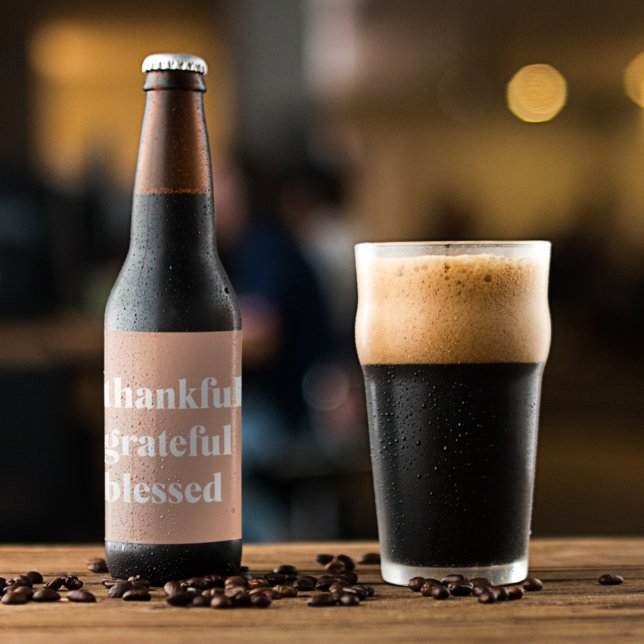 Thankful Grateful Blessed | Thanksgiving  Beer Bottle Label (Creator Uploaded)