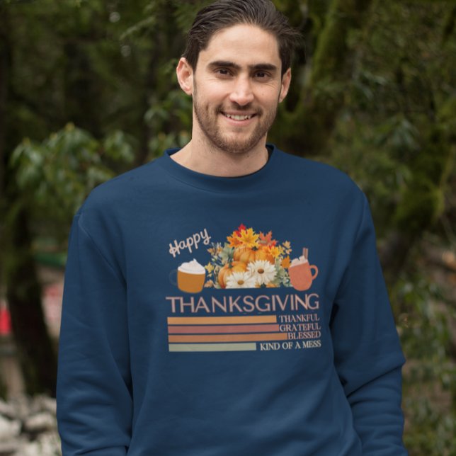 Thankful Grateful Blessed-Thanksgiving Design Sweatshirt (Creator Uploaded)