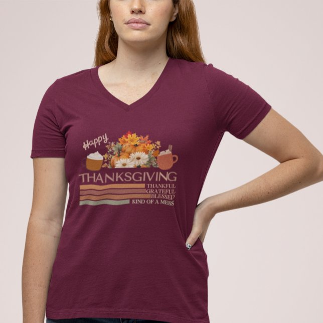 Thankful Grateful Blessed-Thanksgiving Design T-Shirt (Creator Uploaded)