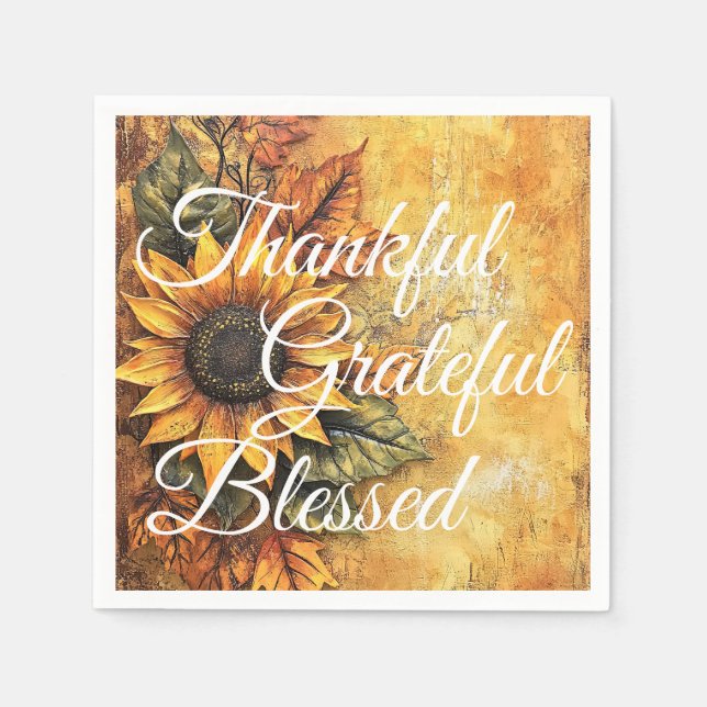 Thankful Grateful Blessed Thanksgiving Fall Autumn Napkins (Front)