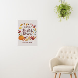 Thankful Grateful Blessed Thanksgiving Fall Foam Board