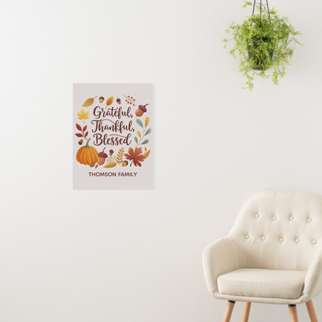 Thankful Grateful Blessed Thanksgiving Fall Foam Board (In Situ (Wall))