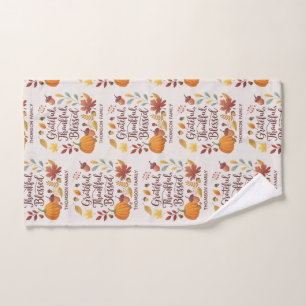 Thankful Grateful Blessed Thanksgiving Fall Hand Towel