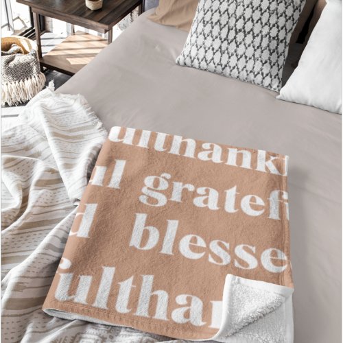 Thankful Grateful Blessed  Thanksgiving  Fleece Blanket