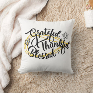 Thankful Grateful Blessed Thanksgiving Gifts Throw Pillow