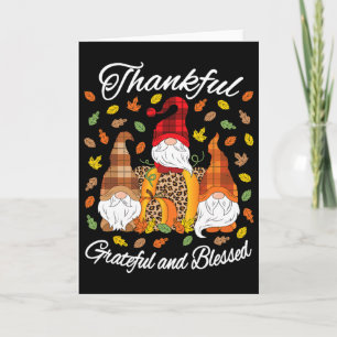 Thankful Grateful Blessed Thanksgiving Gnome Pumpk Card