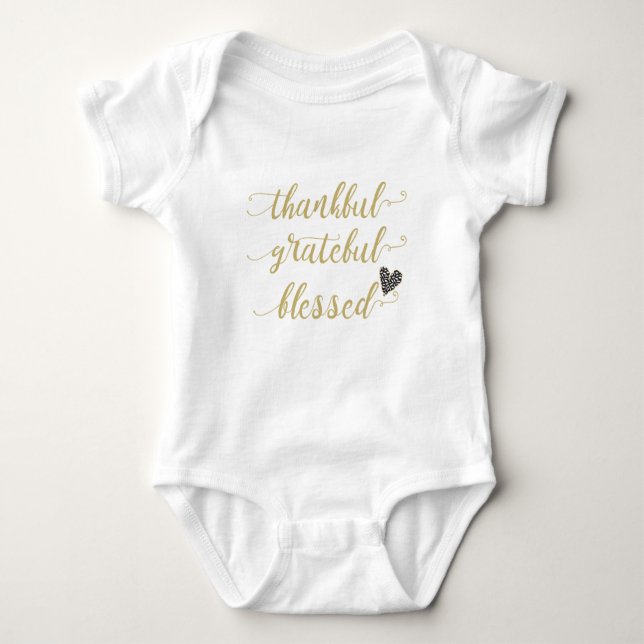 thankful grateful blessed thanksgiving holiday baby bodysuit (Front)