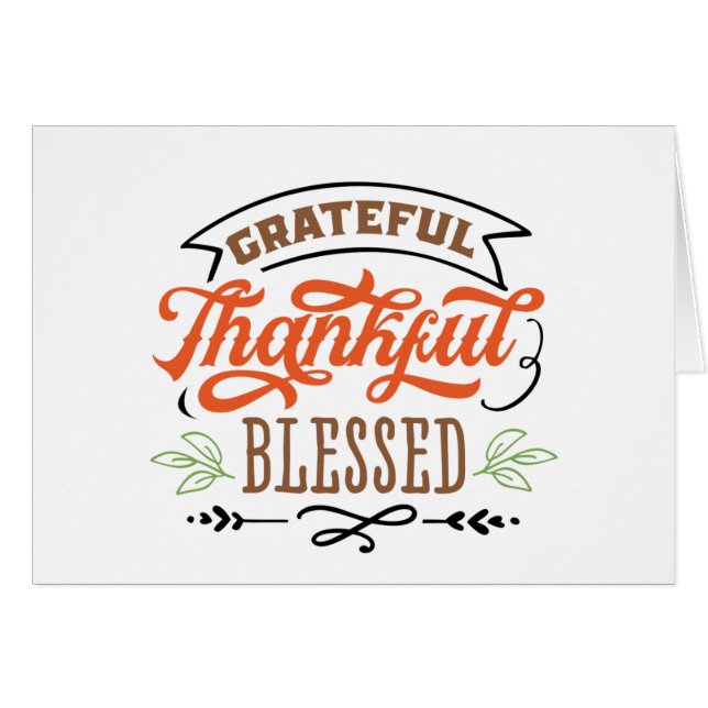 thankful grateful blessed thanksgiving holiday cards (Front Horizontal)