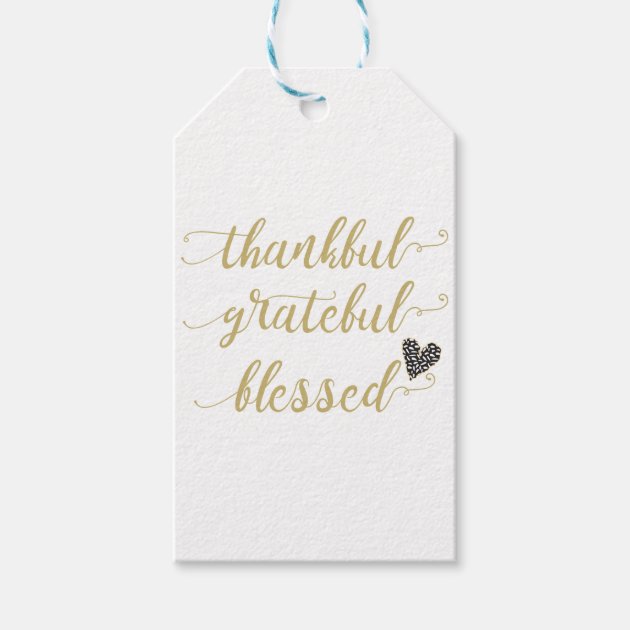 Thankful Grateful Blessed Thanksgiving Holiday Gift Tags