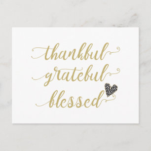 thankful grateful blessed thanksgiving holiday postcard