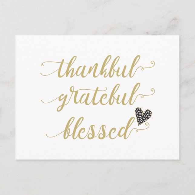 thankful grateful blessed thanksgiving holiday postcard (Front)