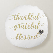 thankful grateful blessed thanksgiving holiday round pillow