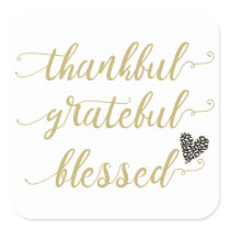 thankful grateful blessed thanksgiving holiday square sticker