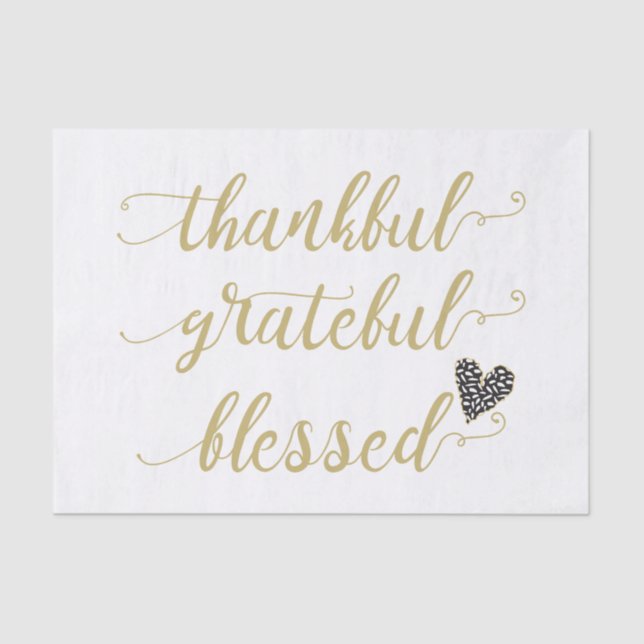thankful grateful blessed thanksgiving holiday tissue paper (Front)