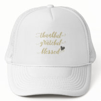 thankful grateful blessed thanksgiving holiday trucker hat