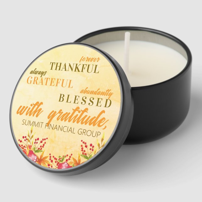 Thankful Grateful Blessed Thanksgiving Keepsake Mini Candle Favors (Corner)