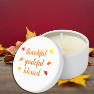 Thankful Grateful Blessed Thanksgiving Mini Candle Favors